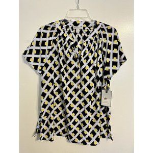 Dana Buchman Women's Geometric Yellow Lemon Drop Top Size XL